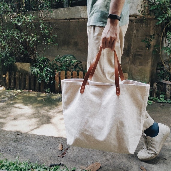 Canvas Tote Bag Ping Bags Leather - Canvas Bag Leather Handles Canvas Tote Bag Ping Bags Leather - Canvas Bag Leather Handles