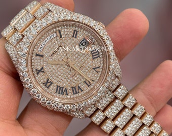 to uger Produktiv stress VVS1 Moissanite Studded Diamond Watch White Gold Plated - Etsy Singapore