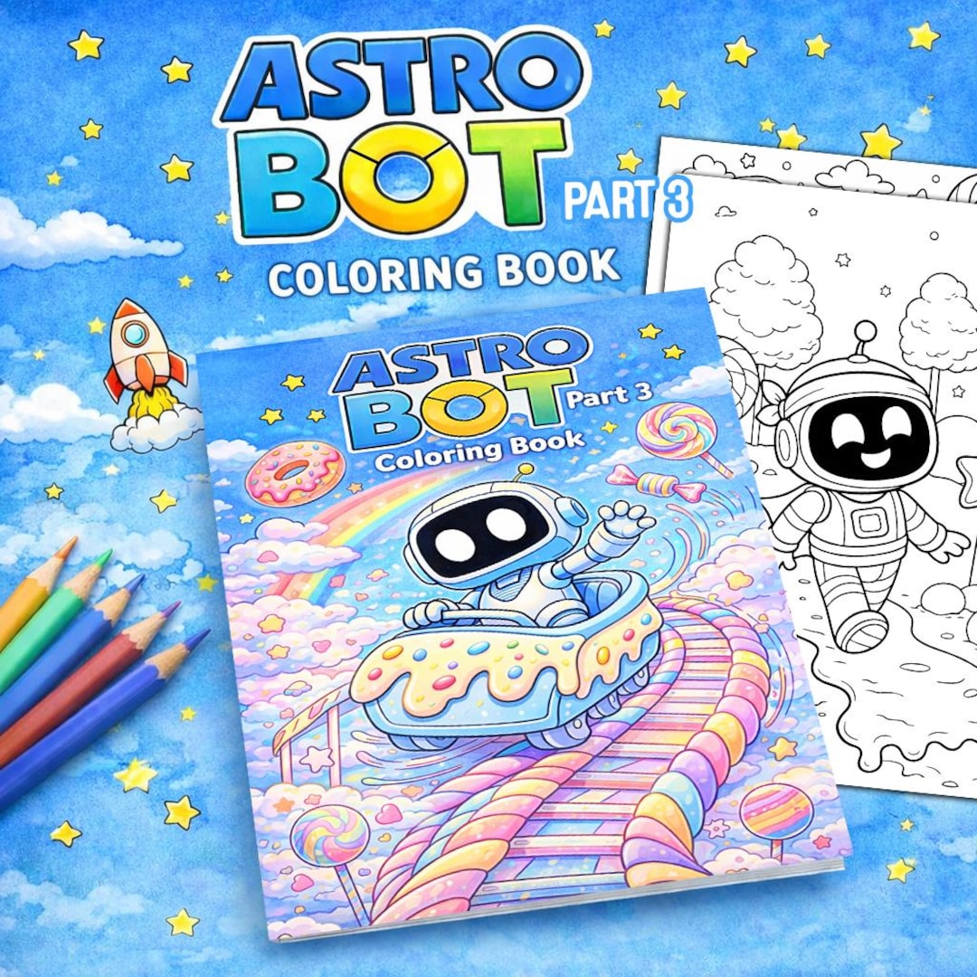 Astro Bot Coloring Book PDF | Space Robot Art for Kids & Adults ...