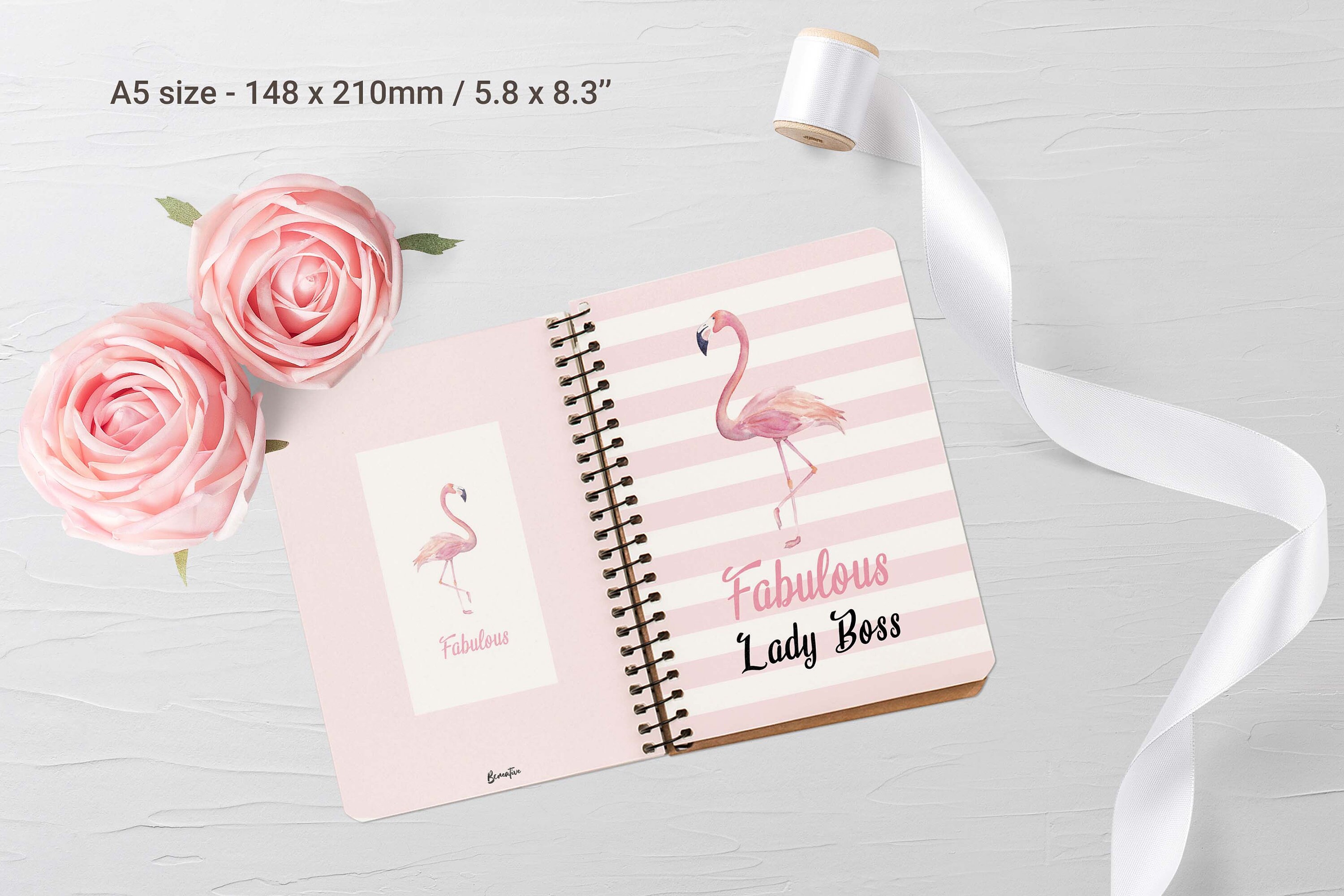 Planner Cover A5 Size, Print on A4 and Cut to A5, Flamingo Design