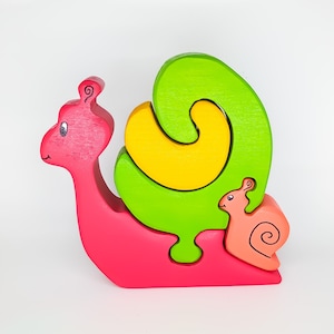 The Snail and Baby Montessori educational wooden toy puzzle