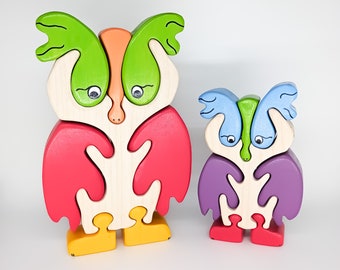 Owl Montessori educational wooden toy puzzle