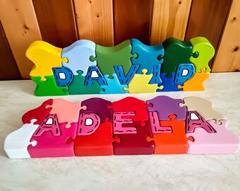 Personalized Names Montessori educational wooden toy puzzle