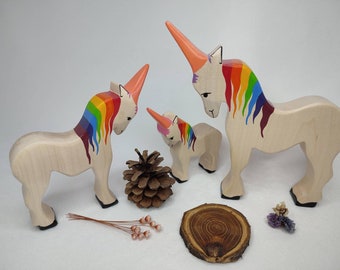 Unicorn Figurine Montessori educational wooden toy