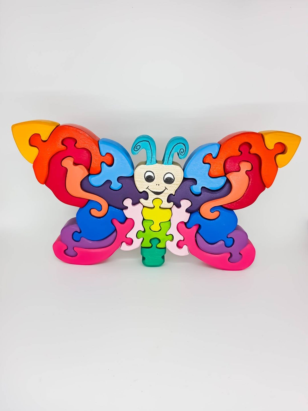 Big Butterfly Montessori Educational Wooden Toy Puzzle - Etsy