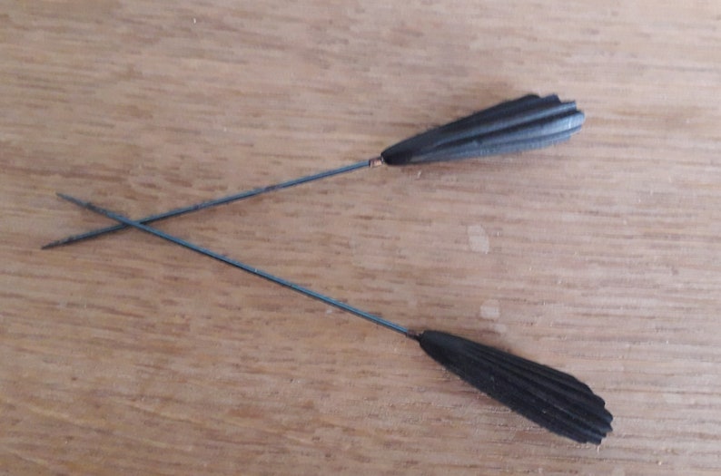 Pair of hat pins black bun accessories hat antique clothing fashion headdress