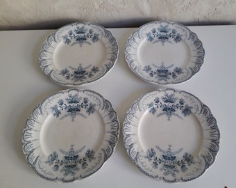 Set of 4 dessert plates in Saint-Amand earthenware iron earth regency model