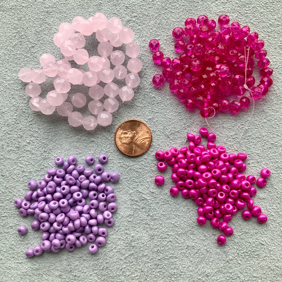Pink Glass Beads Pink Crystal Bead Assortment Sale Price Etsy