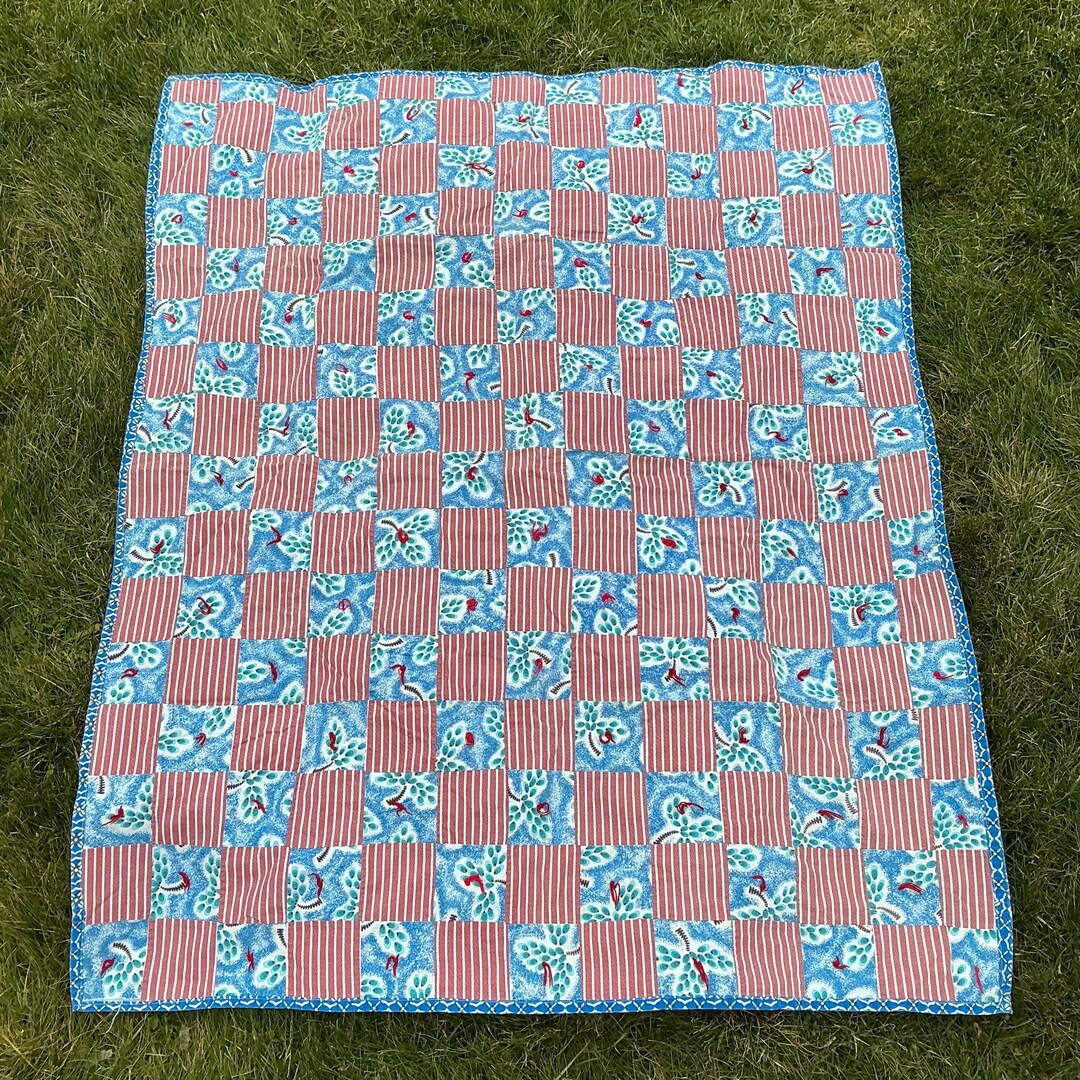 Patchwork Lap Quilt Couch Throw Baby or Kids Quilt Handmade Country ...