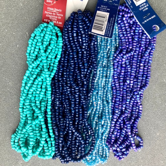 Seed Bead Assortment Seed Bead Lot Blue Glass Bead Bargain Etsy