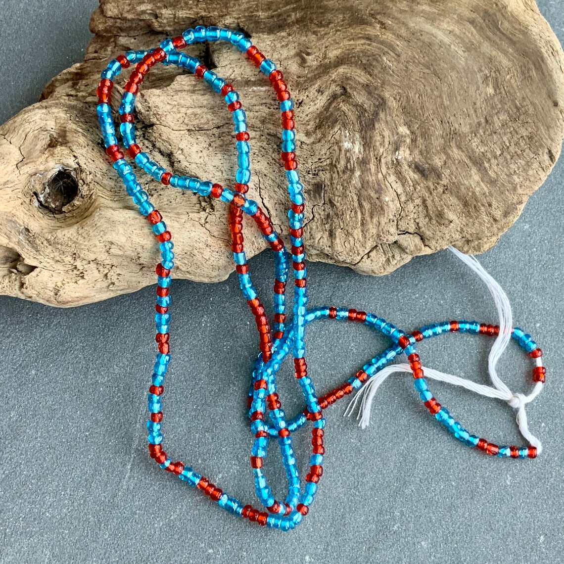 African Waist Beads Made in Ghana 40strand Turquoise Blue Red Etsy UK