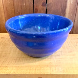 Cobalt Blue 1930s Bowl Vintage Collectible Country Farmhouse Depression Glass Era Cottagecore Thick Fiesta Style Pottery Cereal Soup Bowl