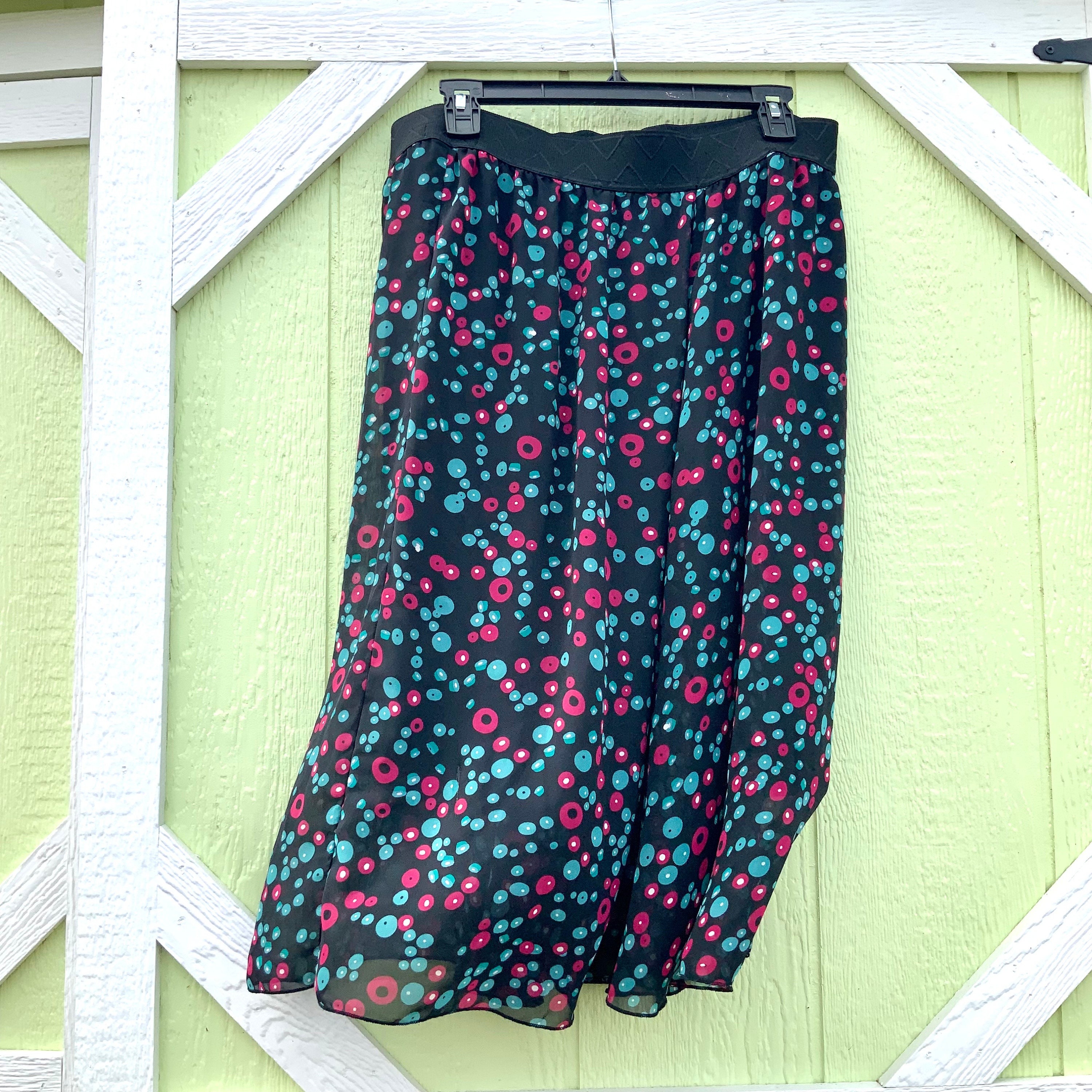 Jupe Lularoe Azure – Taille XS – Motif Carreaux Bleu Et Orange – Occasion Très Bon état