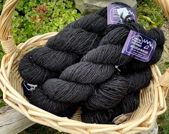 Handspun Yarn 3 Skeins Green Mountain Spinnery Jet Super Soft Wool & Mohair Knitting Crochet Crafts Supply Washable Destash Made in Vermont