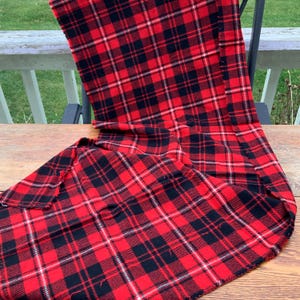 Wool Plaid Fabric for Hooked Rugs Crafts Sewing Classic Christmas Colors Used PreOwned Washed Wool Tight Weave Destash Sale Price Soft Thin