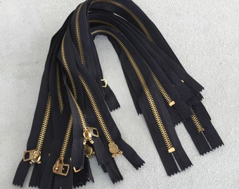 Heavy Duty Solid Brass 16” Zippers #5 Chain Leatherwork Handbags Upholstery Closed End Open Top Super Quality Smooth Zip Lot of 11 Zippers