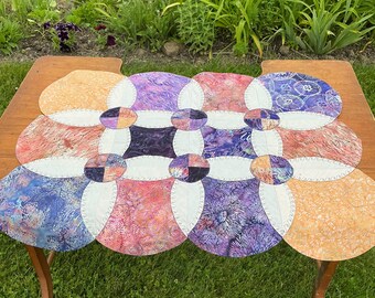 Gesteppte Tischset Wandbehang oder Tischläufer Tropische Farben im modernen Stil Landhaus Wohnkultur Mini Art Quilt handgefertigtes Unikat