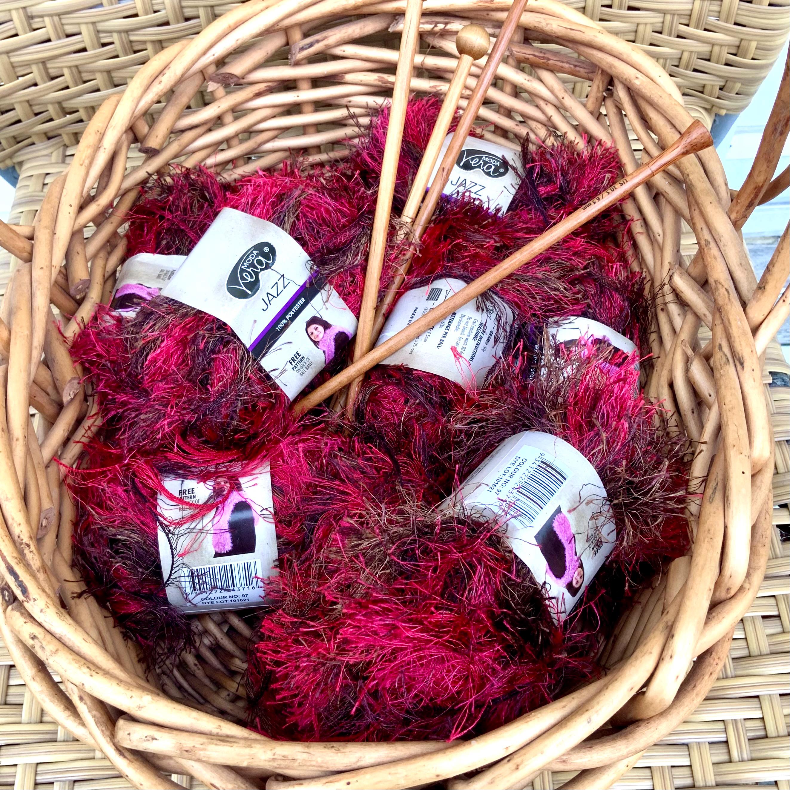 Moda Vera Jazz Yarn Eyelash Fluffy Soft Yarn Machine Washable Knitting Crochet Weave Destash PreOwned Like New Craft Supply Burgundy/Brown
