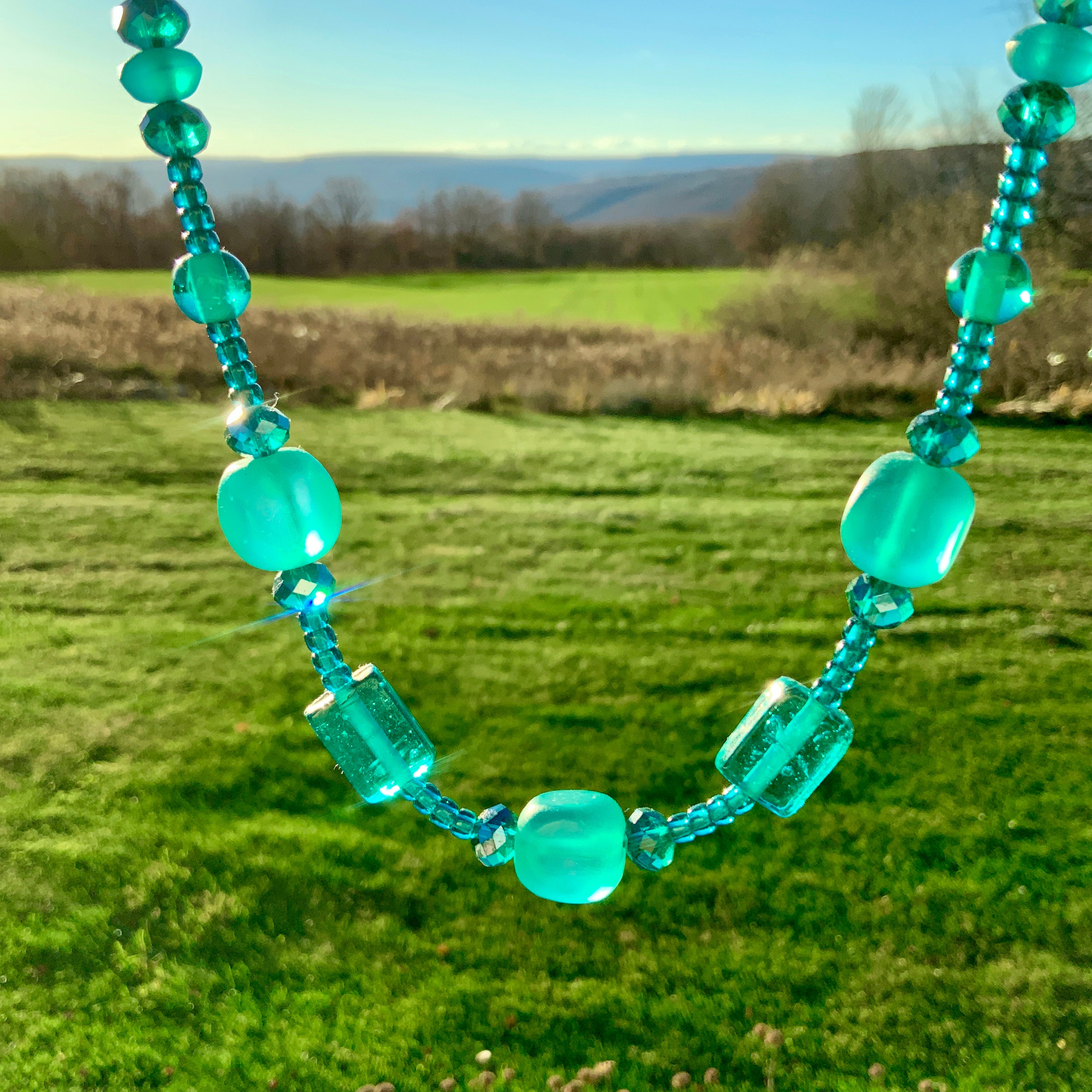 Wholesale Necklace Handmade Resin Fair Trade Beads Teal Leather Jewelry Bridesmaid Gift Girlfriend Gift for Her Sale Jewelry Christmas Gift Etsy