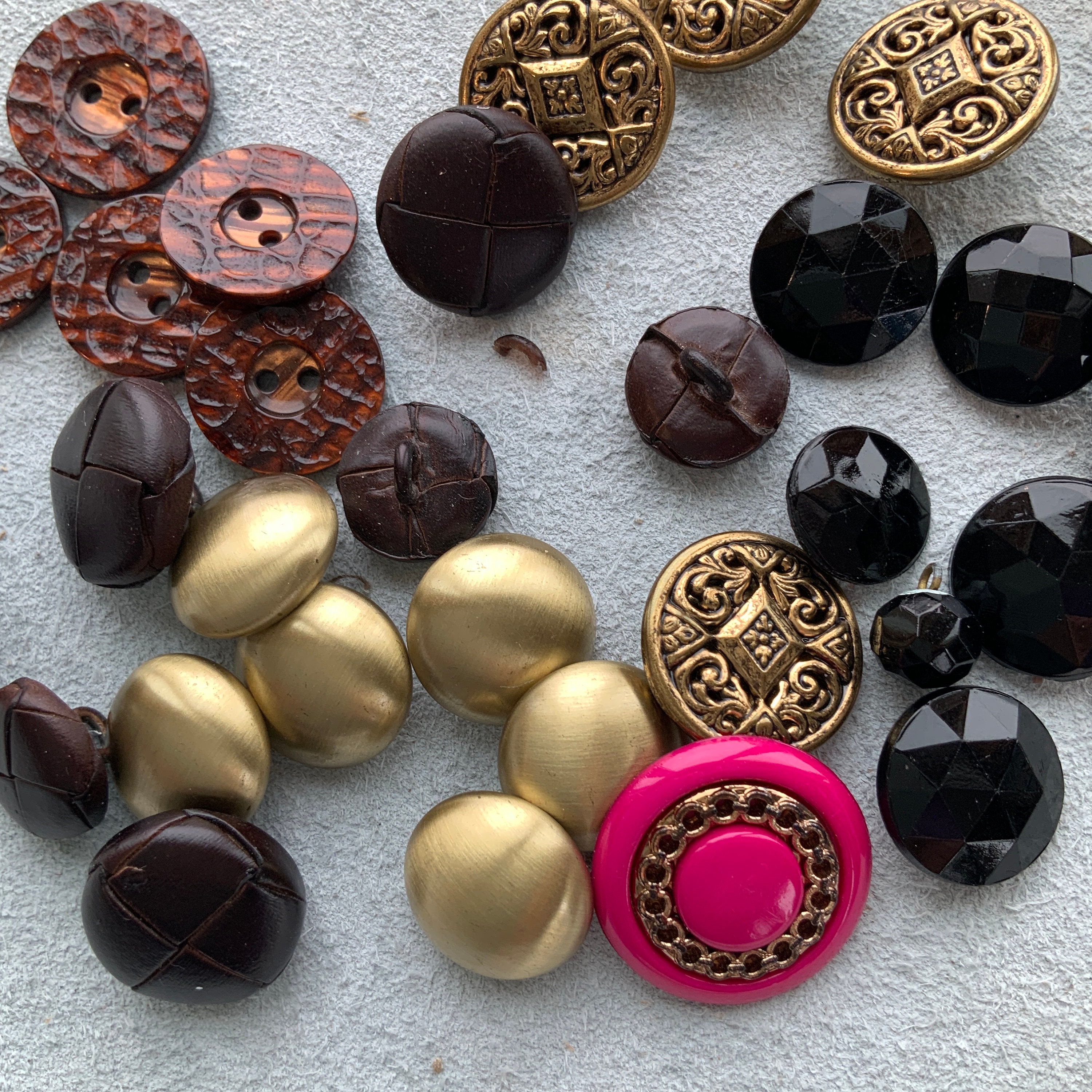 Repurposed Buttons Vintage Button Collection Antique Button Glass Button Bone Wood Leather ...