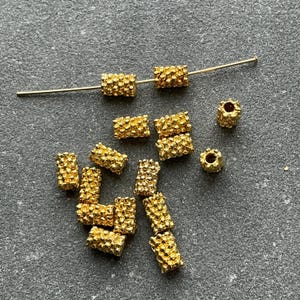 50-Pack Antique Gold Tibetan Column Spacer Beads - 9x7mm Nickel-Free Alloy For Jewelry Making - View #4