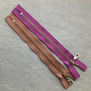 YKK Metal Zippers Antique Brass 4.5 Chain Long Pull Leatherwork Bags Upholstery Small Sizes Open Top Quality Destash Sale Price Zippers