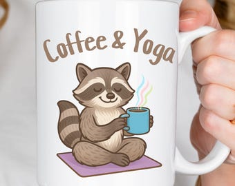 Yoga Raccoon Coffee Mug: Funny Gift for Yoga Lovers