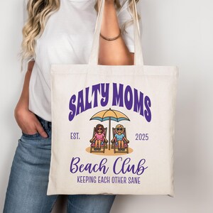 Bolsa de praia para mãe, Salty Moms Beach Club, presente para o Dia das Mães, presente para quem ama praia, bolsa de praia retrô, presente de aniversário para mãe, bolsa para férias de verão