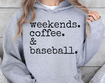 Weekends Coffee Baseball Hoodie, Casual Gift for Her, Game Day Hoodie, Baseball Mom Hoodie, Sporty Mom Gift, Unisex Cotton Hooded Sweatshirt
