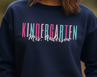 Personalized Kindergarten Teacher T-shirt, Teacher Name T-shirt, Unisex Cotton T-shirt, Gift for Kindergarten Teacher, Teacher Appreciation