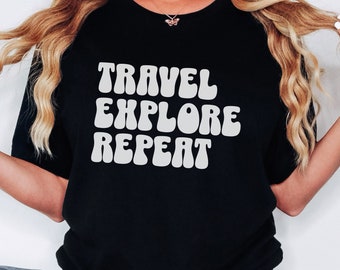 Travel Lover T-shirt, Travel Explore Repeat T-shirt, Gift for Traveler, Travel Agent T-shirt, Explorer Tee, Unisex Jersey Short Sleeve Tee