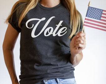 Vote T-shirt, Election Day T-shirt, Women's Patriotic Shirt, Democracy Voter Tee, Gift For American Voter, Unisex Cotton Short Sleeve Tee