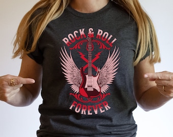 Rock and Roll Forever T-shirt, Music Lover T-shirt, Gift for Music Lover, Concert Tee, Guitar Player Shirt, Unisex Jersey Short Sleeve Tee