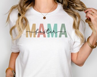 Foster Mama T-shirt, Mother's Day Gift, Birthday Gift for Her, Mama Shirt, Gift for Foster Mom, Unisex Cotton Blend Short Sleeve Tee