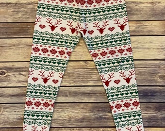 Baby Christmas Leggings Holiday Kids Tights Toddler Christmas Tights Holdiay Leggings Girls Holiday Tights Red Green Striped Leggings