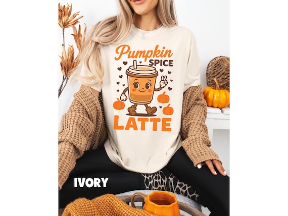 Pumpkin Spice Latte Comfort Colors Shirt: Retro Fall Graphic Tee