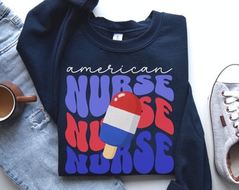 Patriotic Nurse Sweatshirt, American Nurse Shirt, Nurse Appreciation Gift, Nurse Graduation Gift, Unisex Cotton Blend Crew Neck Sweatshirt