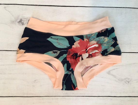 Floral Boy Shorts Underwear - Handmade Women's Briefs