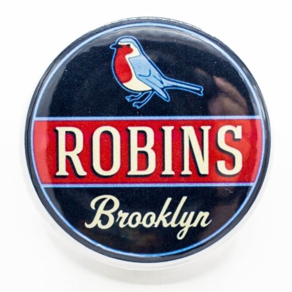 Brooklyn Robins/Dodgers Vintage Baseball Team Logo 2 1/4 inch in diameter pin/button NEW!