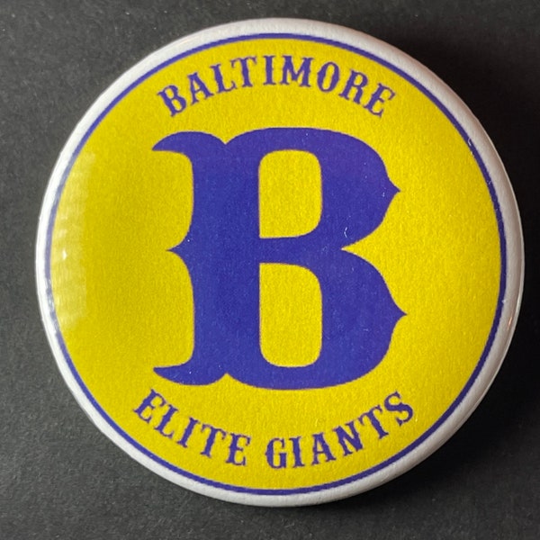 Baltimore Elite Giants Negro League baseball logo vintage designed 2 1/4 inch diameter pin/button NEW!