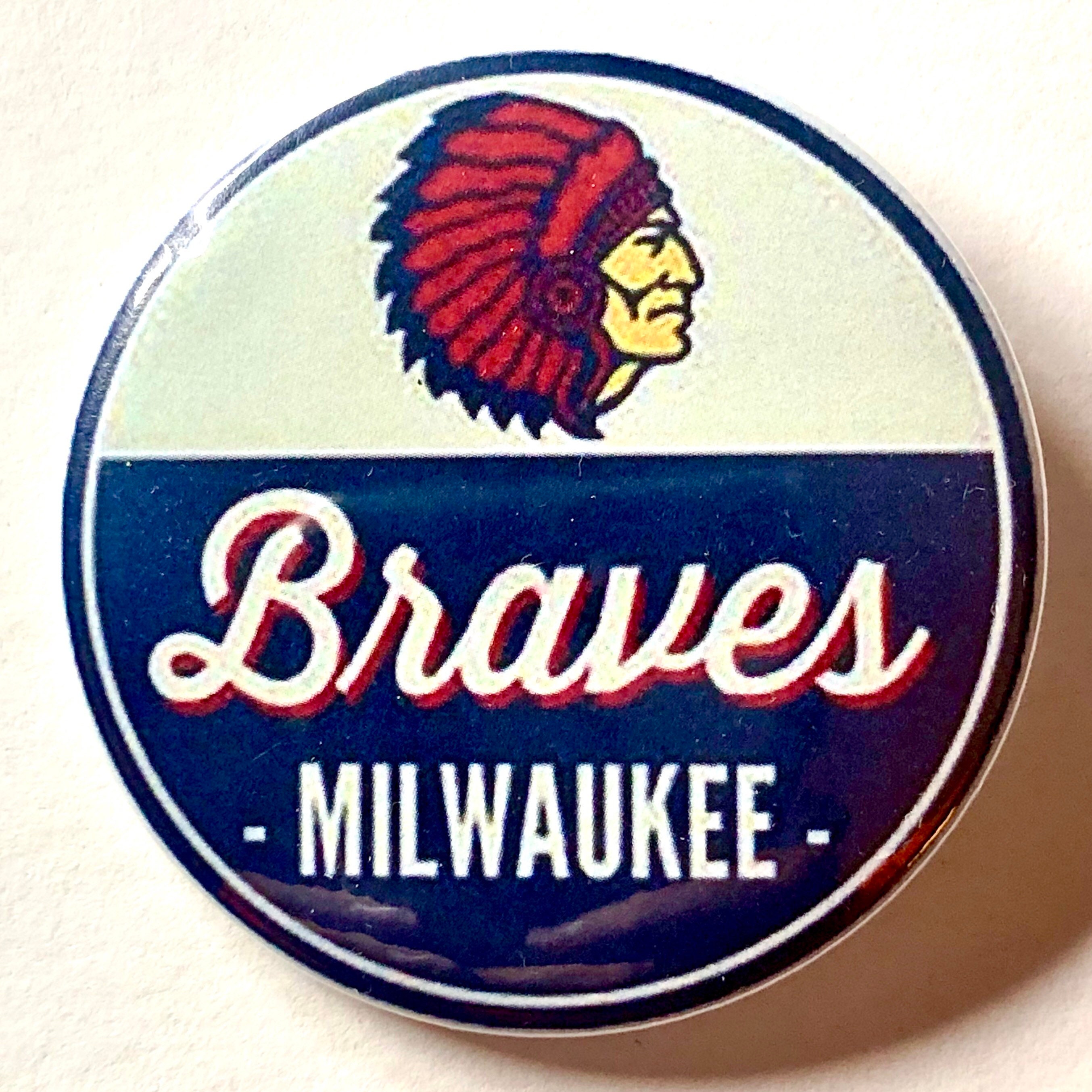 Milwaukee Braves Vintage Baseball Team Logo 2 1/4 Inch in Diameter