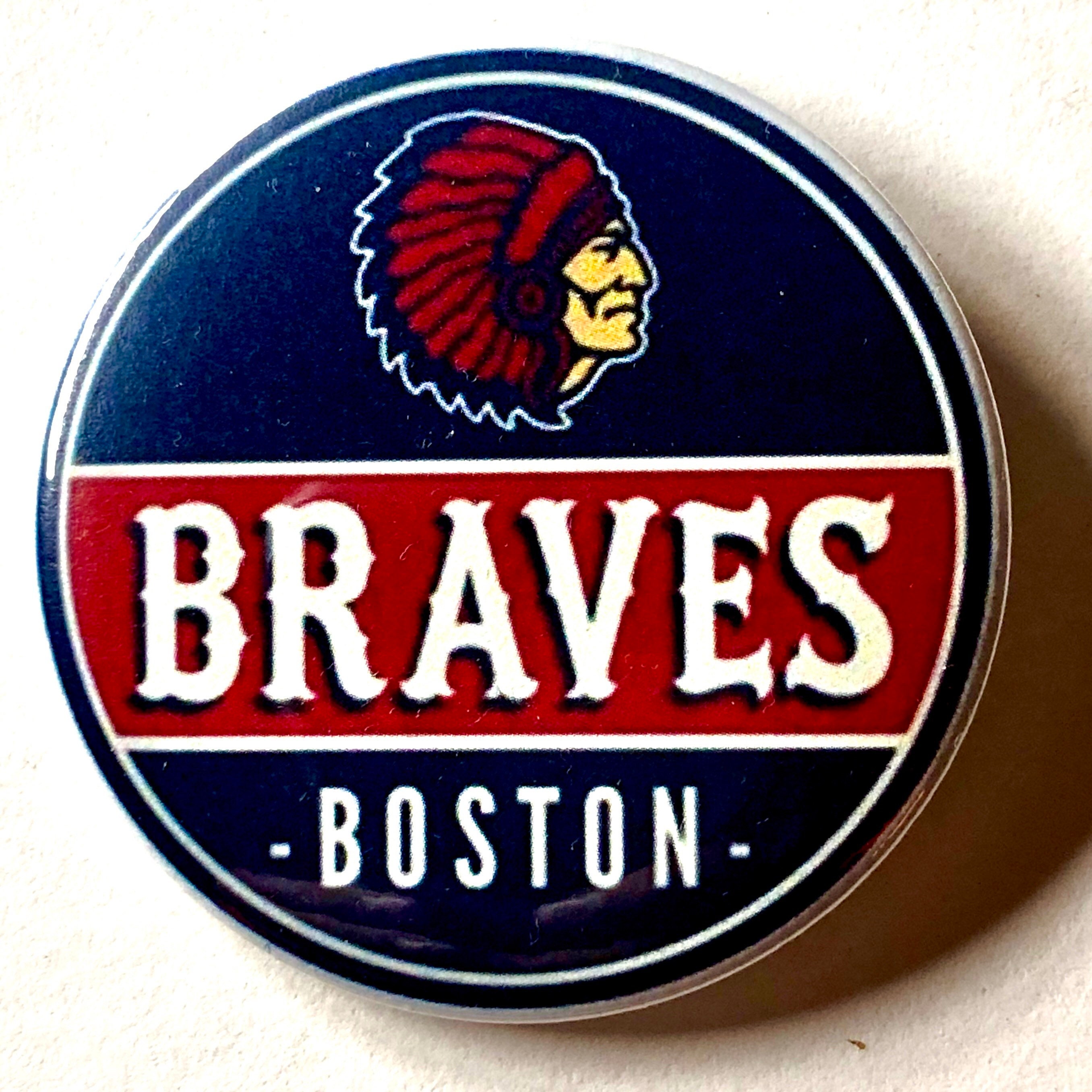 Boston Braves Vintage Baseball Team Logo 2 1/4 inch in diameter pin/button  NEW!