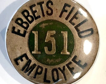 Brooklyn Dodgers Ebbets Field worker Vintage designed Baseball Team Logo 2 1/4 inch in diameter pin/button or magnet NEW!