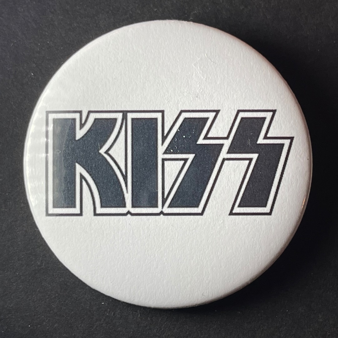 Kiss Logo Rhinestone Pin Kiss Black and White Logo New, 2 1/4 Inch in Diameter Pin/ Button or ...