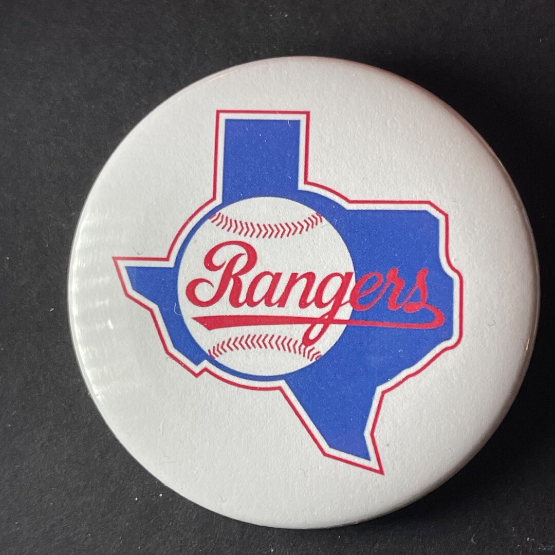 Texas Rangers State Outline Classic Baseball Logo 2 1/4 Inch Button/pin ...