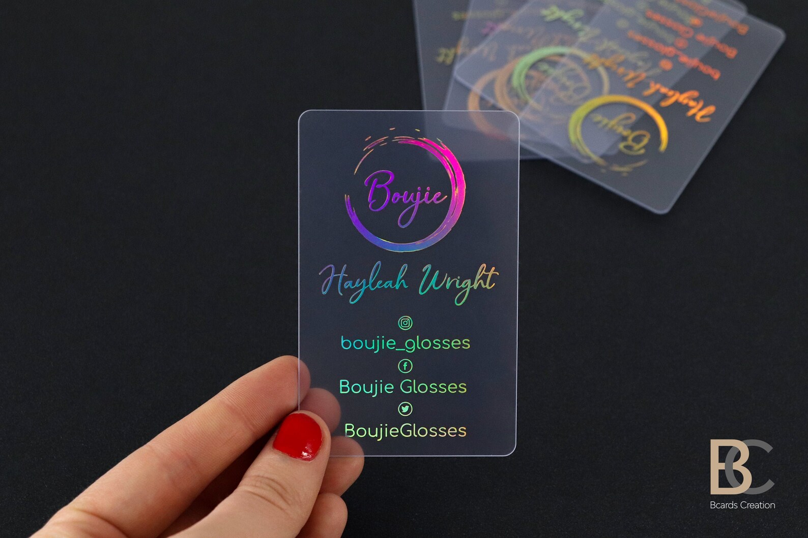 Holographic Foil Business card Clear Transparent Plastic PVC Etsy