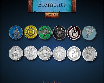 Pack d'éléments : pièces de métal légendaires. Pièces en métal de qualité supérieure avec émail. Recommandé pour les jeux de société, les jeux de cartes et les jeux de rôle.