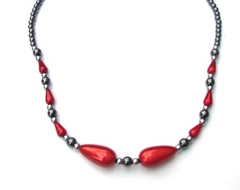Haematite and miracle bead necklace with magnetic clasp