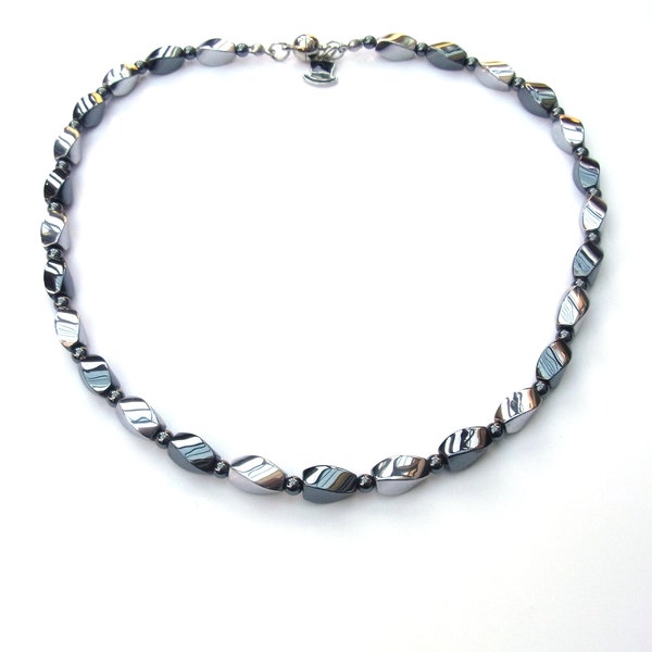Silver plated and black haematite necklace FREE DELIVERY