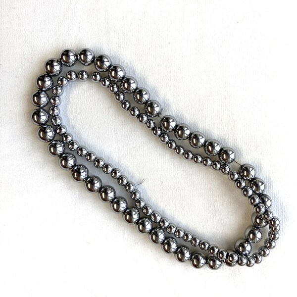 Silver plated Hematite Round beads